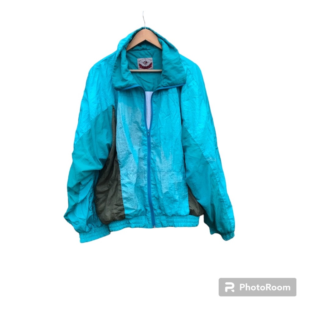 90’s Y2K Ragazzi Windbreaker Jacket Vintage Adult Size XXL Teal Gray Retro